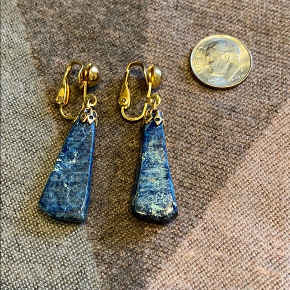 Vintage Jewelry - Stone Dangle Clip-On Earrings Vintage